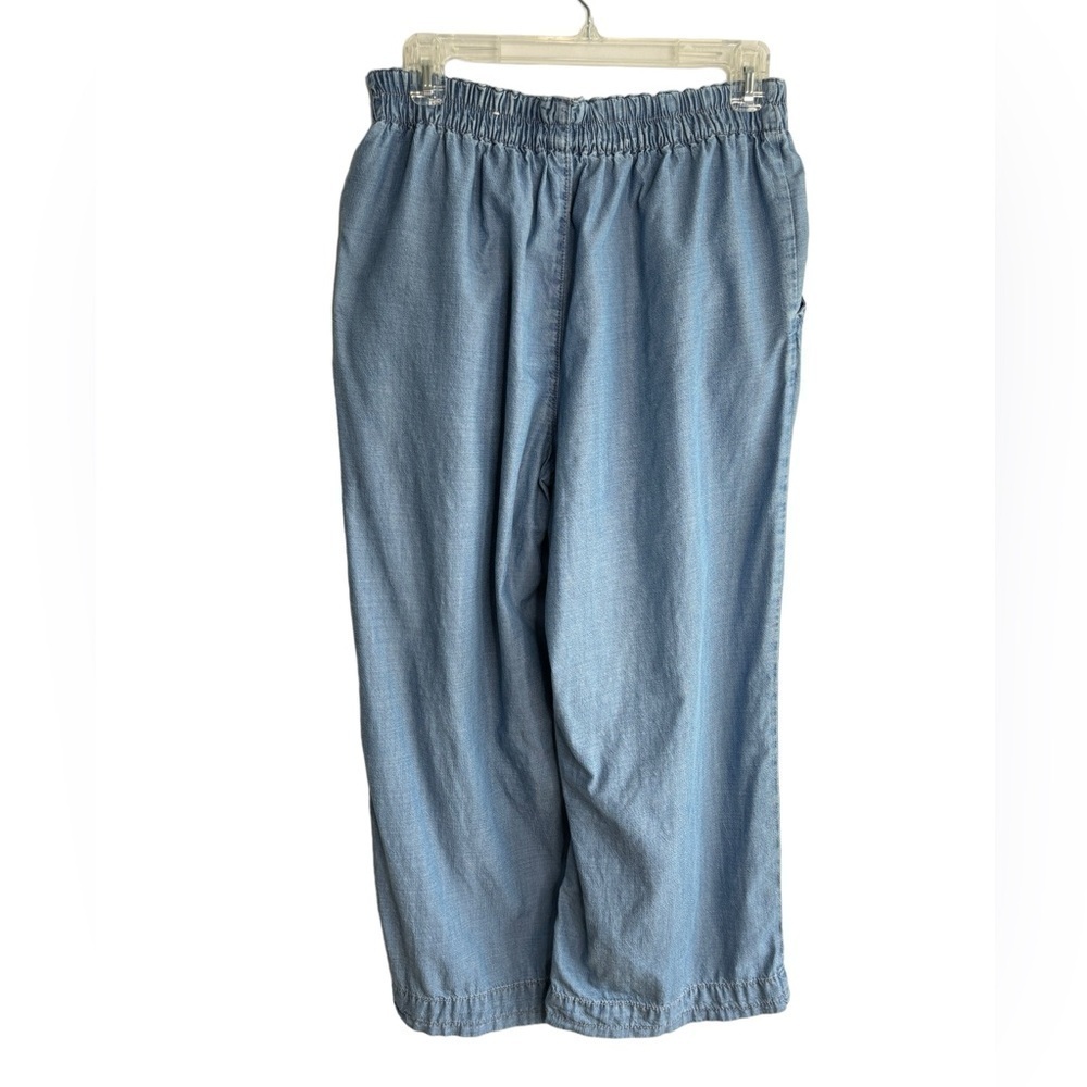 American Eagle Size 6 Lyocell Elastic Waist High Rise Wide Leg Cropped Pants - Picture 2 of 9